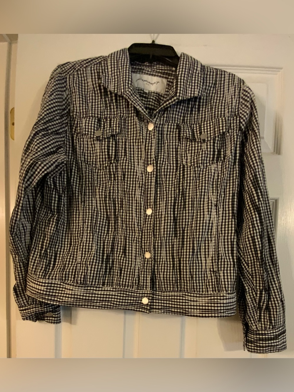 Foxcroft Petite Checked Button-Front Women’s Jacket - Black & White size 14P